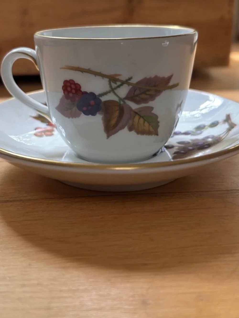 Flat Demitasse Cup & Saucer Set Evesham Gold by Royal Worcester